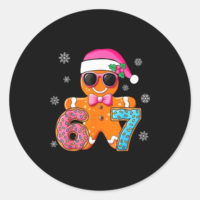 Gingerbread Six Seven 67 Meme 6 7 Funny Christmas  Runder Aufkleber (Vorderseite)