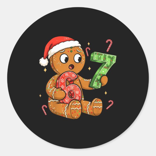 Gingerbread Six Seven 67 Meme 6 7 Funny Christmas  Runder Aufkleber (Vorderseite)