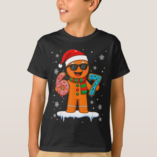 Gingerbread Six Seven 67 Meme 6 7 Funny Christmas  T-Shirt (Vorderseite)
