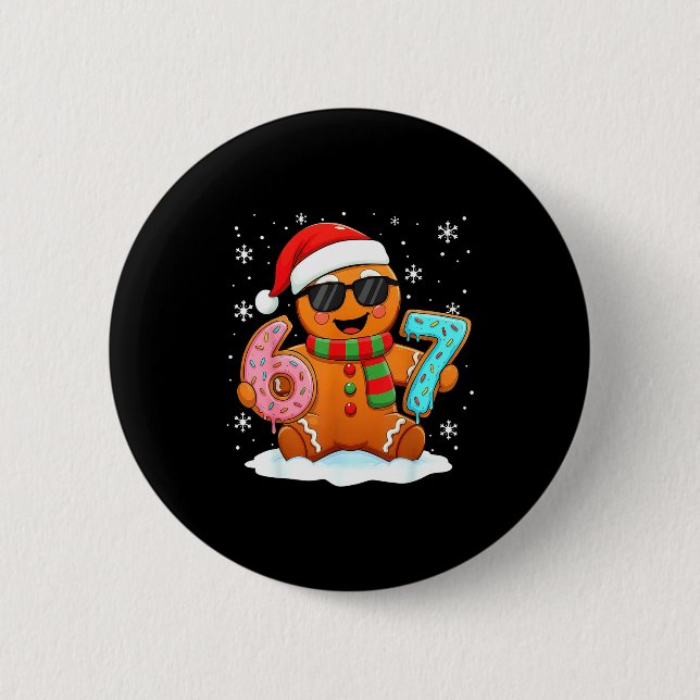 Gingerbread Six Seven Bruh Funny Christmas Meme Si Button (Vorderseite)
