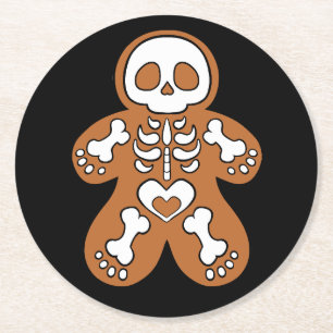 Gingerbread Skeleton Man Runder Pappuntersetzer