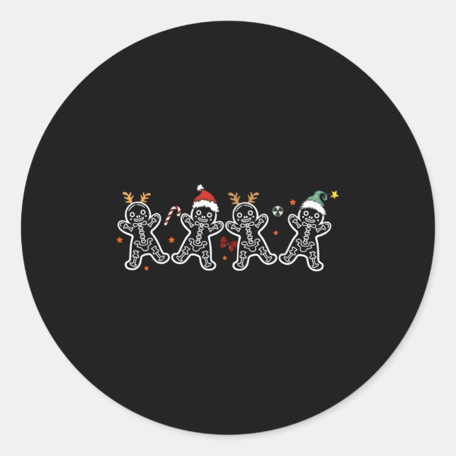 Gingerbread Skeleton Weihnachtsradiologie Shir Xra Runder Aufkleber (Vorderseite)