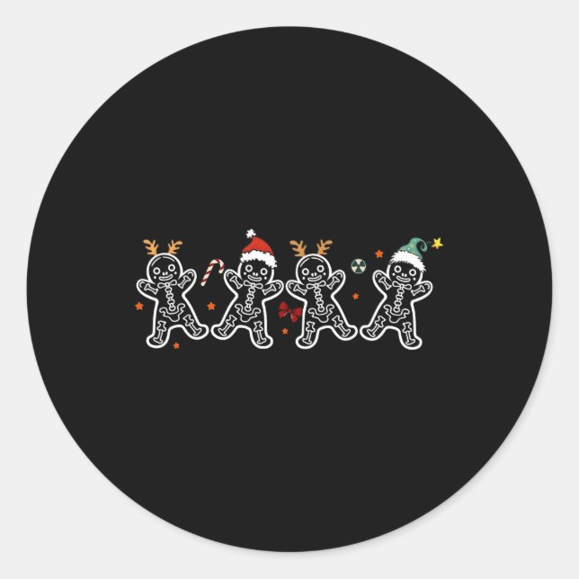 Gingerbread Skeleton Weihnachtsradiologie Shir Xra Runder Aufkleber (Vorderseite)