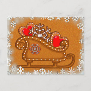 GINGERBREAD SLEIGH & COOKIES by SHARON SHARPE Postkarte