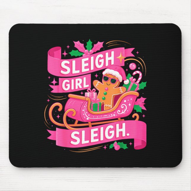 Gingerbread Sleigh Girl Nk Funny Christmas Women G Mousepad (Vorne)
