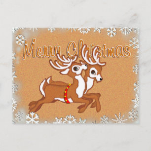 GINGERBREAD SLEIGH & REINDEY von SHARON SHARPE Postkarte
