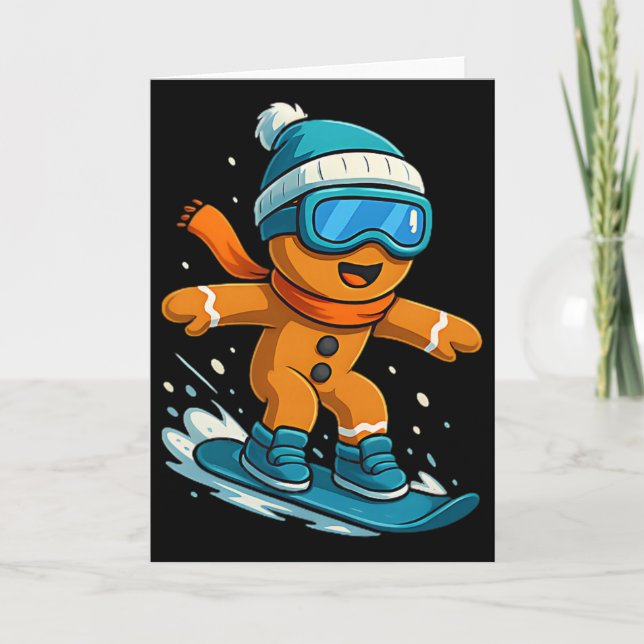 Gingerbread Snowboarder Christmas Holiday Snowboar Karte (Vorderseite)