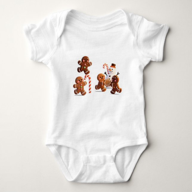 Gingerbread Snowman Baby Bodysuit Strampler (Vorderseite)