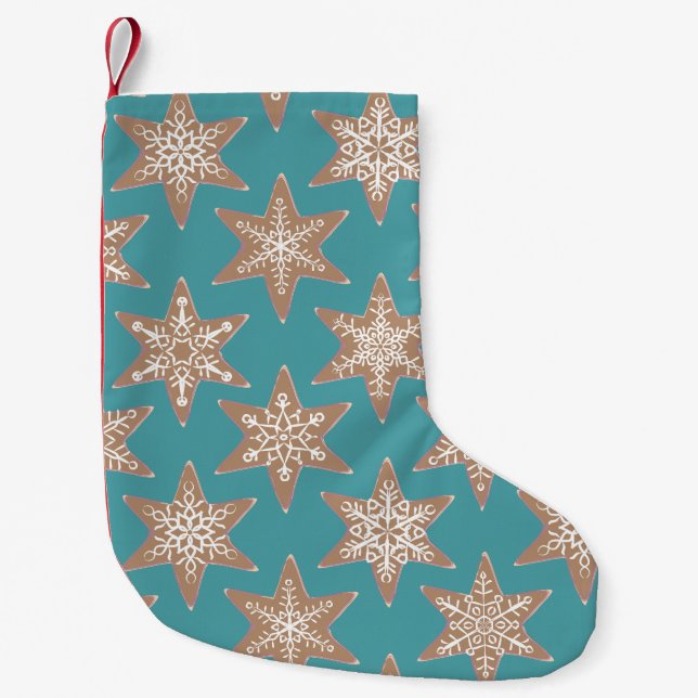Gingerbread Stars Christmas Stocking (Green) Kleiner Weihnachtsstrumpf (Vorderseite)