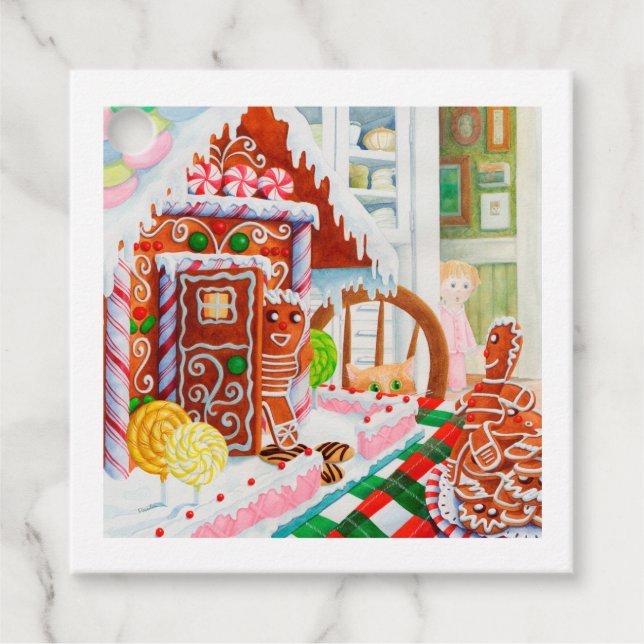 GINGERBREAD SURPRISE Square Gift Tags Geschenkanhänger (Vorderseite)