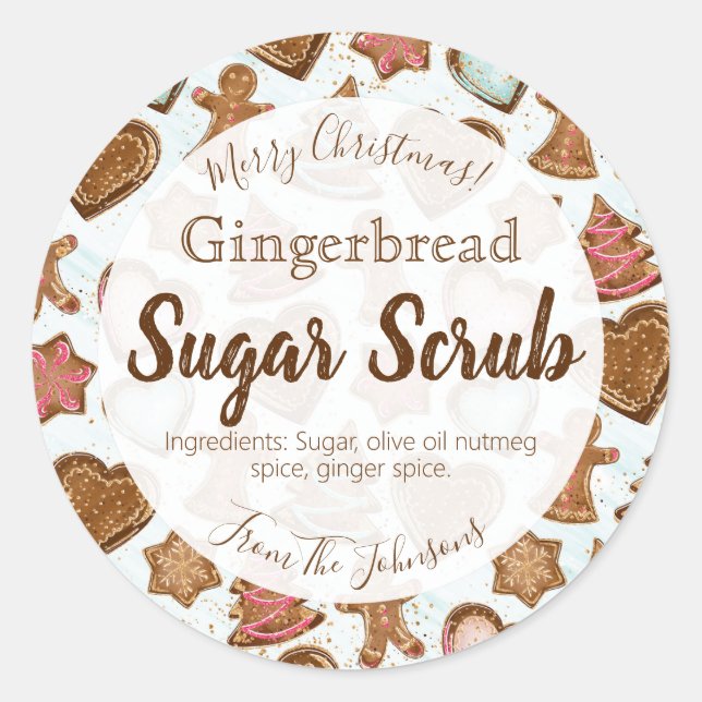 Gingerbread Szentriert Weihnachtszucker Scrub Labe Runder Aufkleber (Vorderseite)