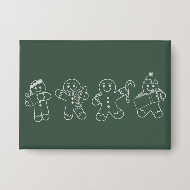 Gingerbread Teacher Christmas Holiday Teacher Xmas Button (Vorderseite)