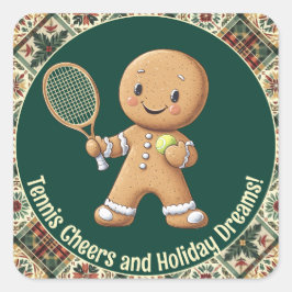 Gingerbread Tennis Grand Slam 🎾 Sondertext 🎄 Quadratischer Aufkleber