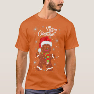 Gingerbread Tragen Weihnachtsmannmütze Weihnachtsk T-Shirt