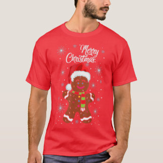 Gingerbread Tragen Weihnachtsmannmütze Weihnachtsk T-Shirt