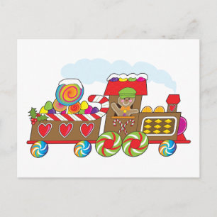 Gingerbread Train Postkarte