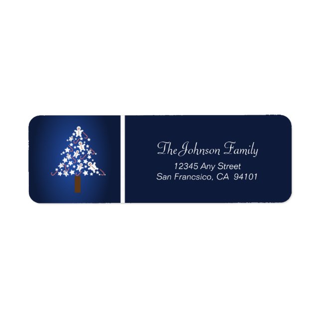 Gingerbread Tree Holiday Address Labels (Saphir) (Vorne)