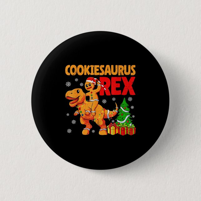 Gingerbread Trex Dinosaur For Christmas Gingerbrea Button (Vorderseite)