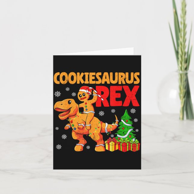 Gingerbread Trex Dinosaur For Christmas Gingerbrea Karte (Vorderseite)