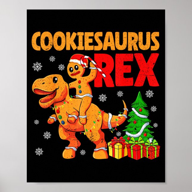 Gingerbread Trex Dinosaur For Christmas Gingerbrea Poster (Vorne)