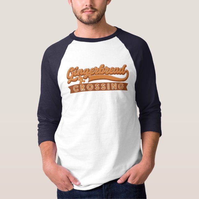 GingerBread Überquerung Weihnachtsfeiertag T-Shirt (Vorderseite)