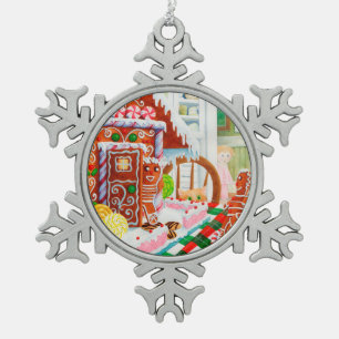 GINGERBREAD ÜBERRASCHENDE ZENTRALE Schneeflocke Schneeflocken Zinn-Ornament