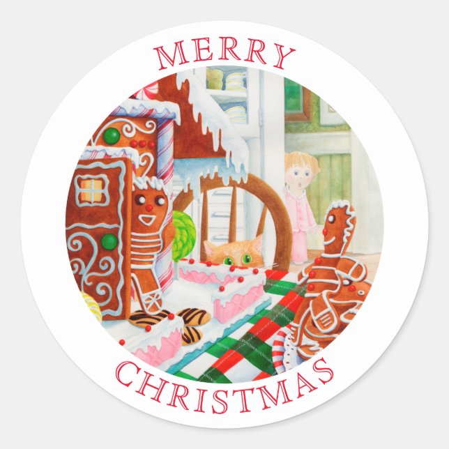 GINGERBREAD ÜBERRASCHUNG Große runde Umschlag Aufk Runder Aufkleber (Vorderseite)