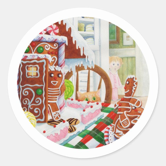 GINGERBREAD ÜBERRASCHUNG Kleine Round Stickers (Vorderseite)