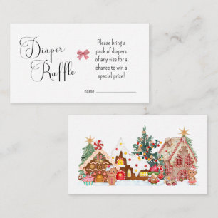 Gingerbread Village Baby Dusche Windel Raffekarte Begleitkarte