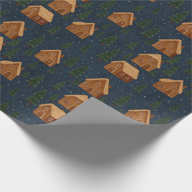 Gingerbread Village Wrapping Paper Geschenkpapier (Ecke)