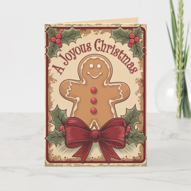 Gingerbread Vintag fröhlich Frohe Weihnachten (Vorderseite)