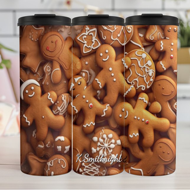Gingerbread Warm Spiced Cookie Pattern Thermosbecher (Von Creator hochgeladen)
