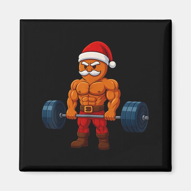 Gingerbread Weightlifting Fitness Gym Workout Chri Magnet (Vorne)