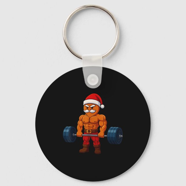 Gingerbread Weightlifting Fitness Gym Workout Chri Schlüsselanhänger (Vorderseite)