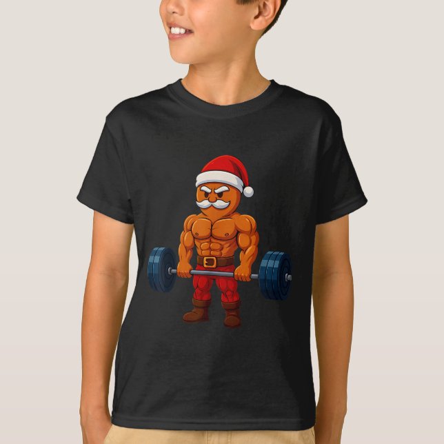 Gingerbread Weightlifting Fitness Gym Workout Chri T-Shirt (Vorderseite)