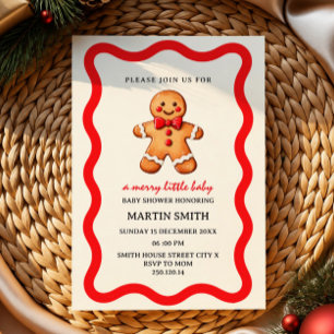 Gingerbread-Weihnachts-Einladung zur Babyparty Einladung