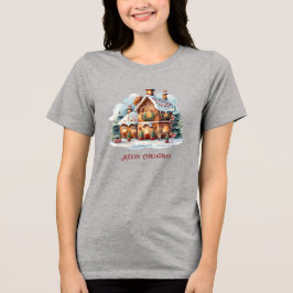 Gingerbread Weihnachtsfeiertag Frauen Tri-Blend Shirt