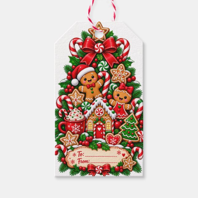 Gingerbread-Weihnachtsgeschenkanhänger Geschenkanhänger (Vorderseite)