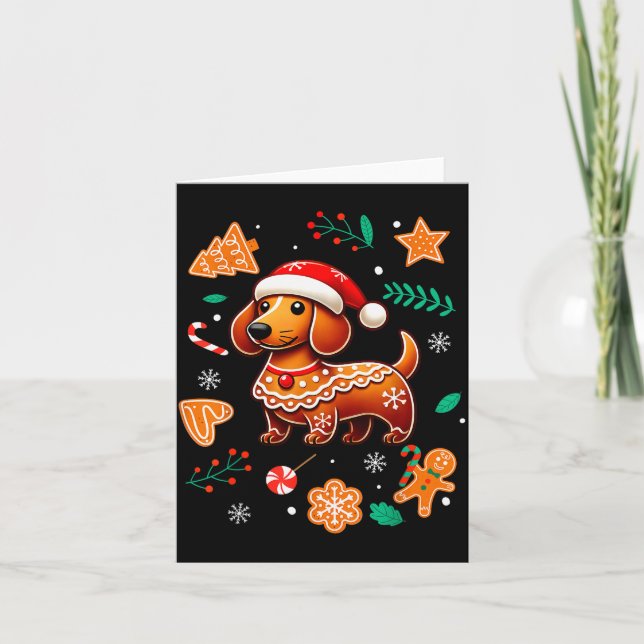 Gingerbread Weiner Dog Lover Dachshund Christmas C Karte (Vorderseite)