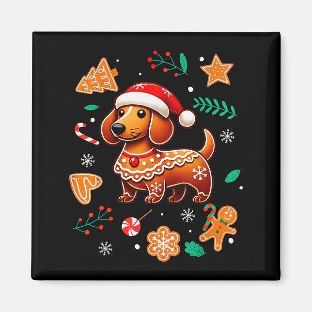 Gingerbread Weiner Dog Lover Dachshund Christmas C Magnet (Vorne)