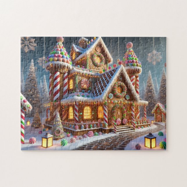 Gingerbread Wonderland Village Candy Cane House Puzzle (Horizontal)
