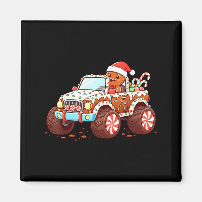 Gingerbread Xmas Candy Truck Funny Christmas Bakin Magnet (Vorne)