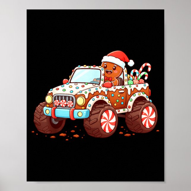 Gingerbread Xmas Candy Truck Funny Christmas Bakin Poster (Vorne)