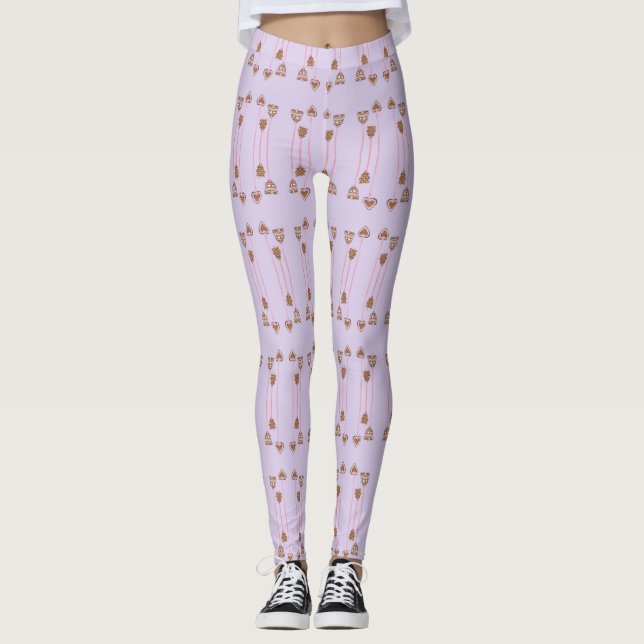 Gingerbread Xmas Ornamente Leggings (Vorderseite)