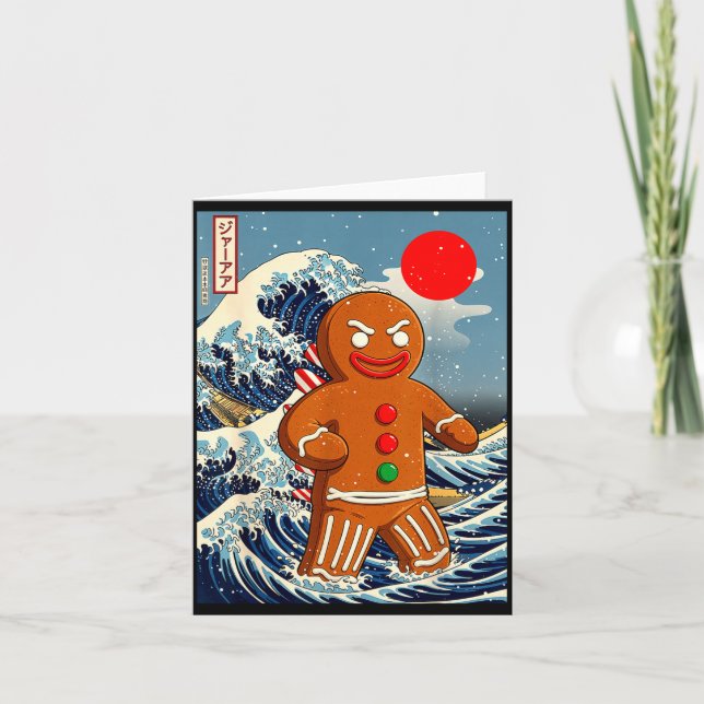 Gingerbread-zilla Vintage Japanese Art Funny Chris Karte (Vorderseite)