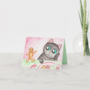 Gingerbrei Cat Christmas Card Feiertagskarte