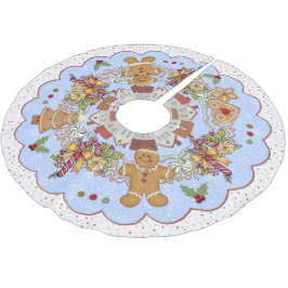 Gingerbrei Christmas Blue Treeskirt Polyester Weihnachtsbaumdecke