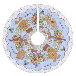Gingerbrei Christmas Blue Treeskirt Polyester Weihnachtsbaumdecke