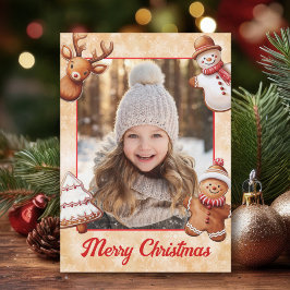 Gingerbrei Cookies Foto Rahmen braun Hintergrund Feiertagskarte