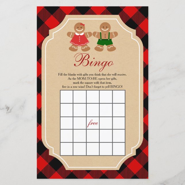 Gingerbrei Holiday Gender Reveal Bingo Games (Vorderseite)